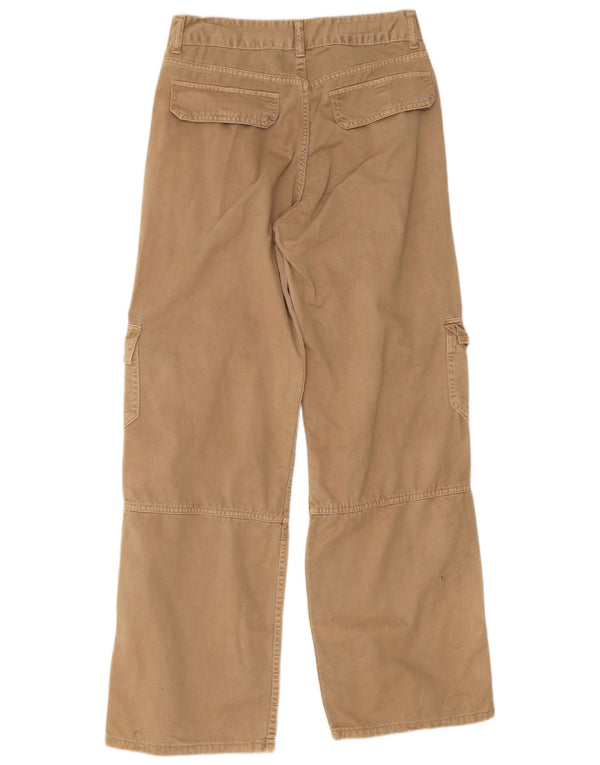 Zara Dame Loose Fit Cargo Bukser EU 36 XS W26 L30 Beige Bomuld