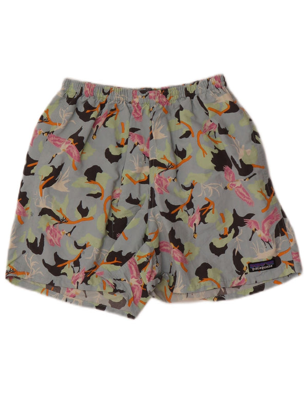 Patagonia kvinders grafiske sportsshorts UK 8 Small Blue Animal Print