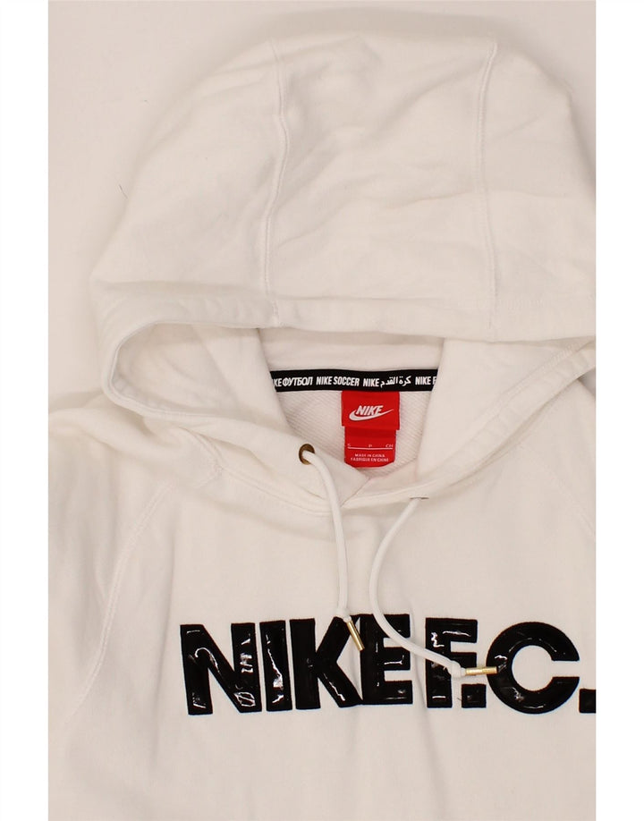 NIKE Mens Graphic Hoodie Jumper Small White Cotton Vintage Nike and Second-Hand Nike from Messina Hembry 