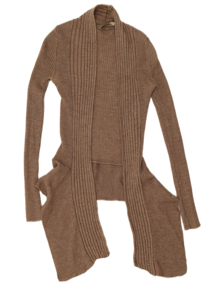 Zara Dame Asymmetrisk Åben Cardigan Sweater UK 12 Medium Beige