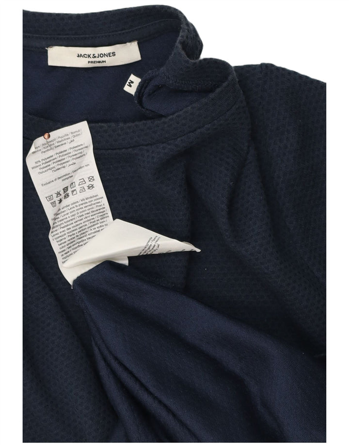 Jack & Jones Mens T-Shirt Top Medium Navy Blue Spotted Cotton