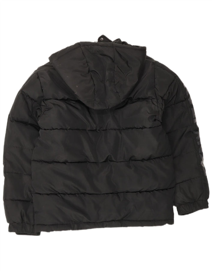DKNY Boys Graphic Hooded Padded Jacket 14-15 Years Large Black Polyester