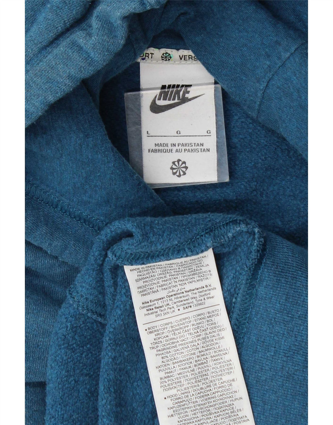Nike Mens Hoodie Jumper Large Blue Cotton