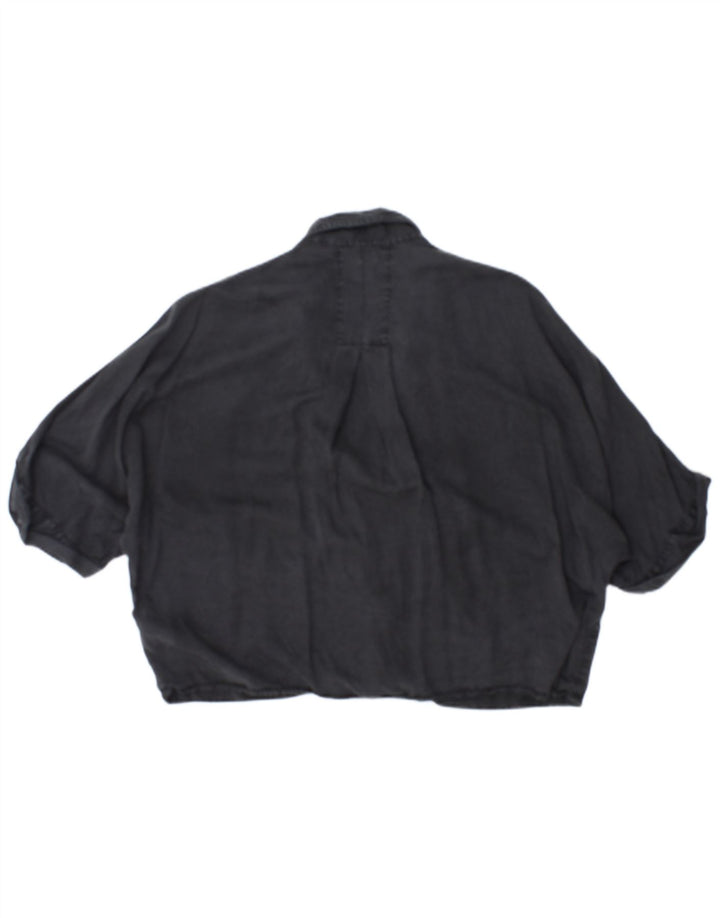 ZARA Damen Kurzarm-Oversize-Hemdbluse, Gr. 10, Größe S, Schwarz