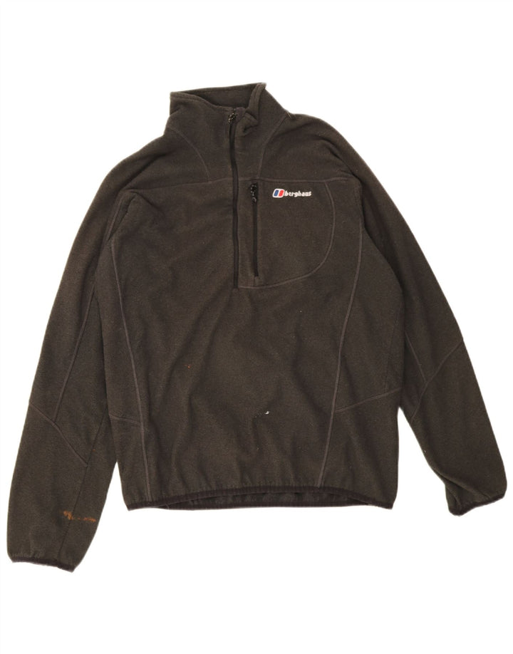Berghaus Mens Zip Neck Fleece Jumper Large Green Flecked Polyester