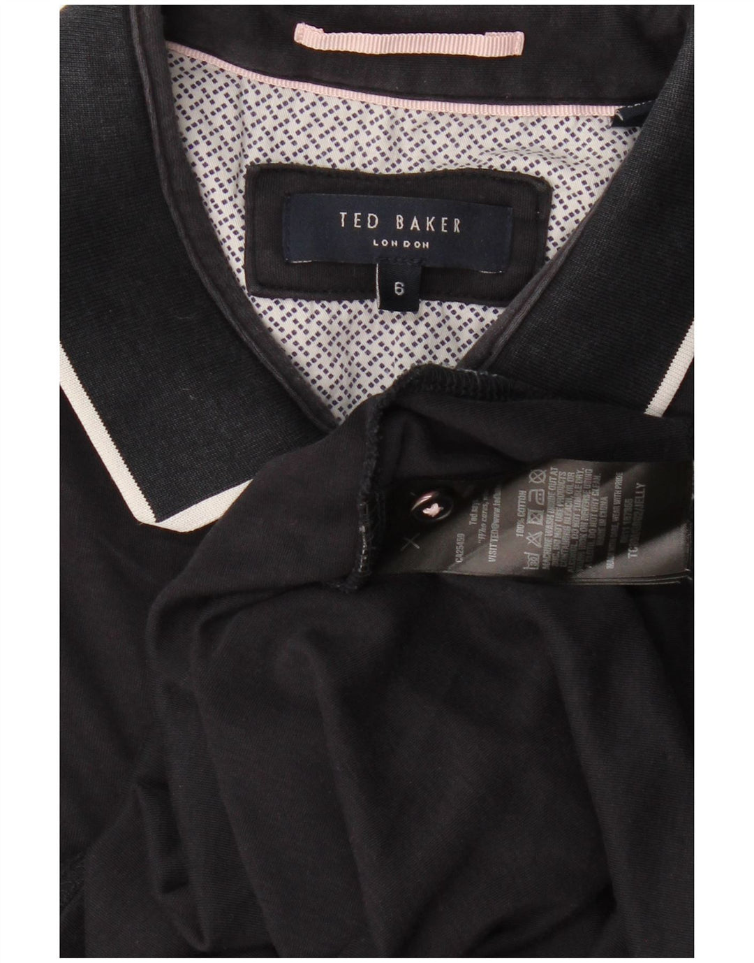 Ted Baker Herre Polo Shirt Størrelse 6 2XL Sort Bomuld