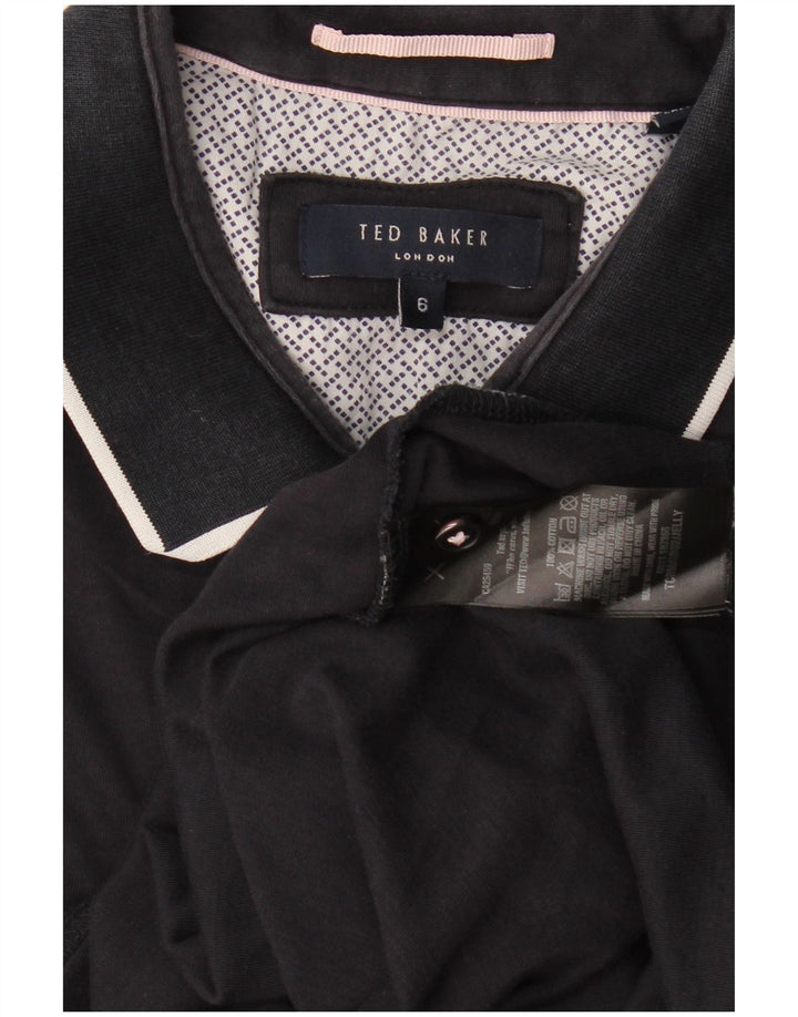 Ted Baker Herre Polo Shirt Størrelse 6 2XL Sort Bomuld