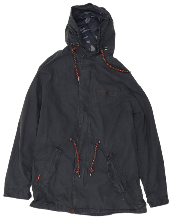 Męska kurtka parka z kapturem Superdry UK 46 3XL Granatowa, bawełniana