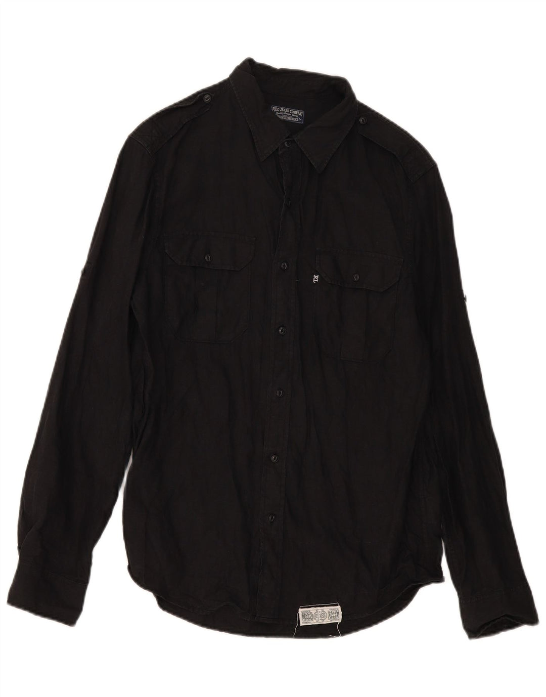 Ralph Lauren Herren-Militärhemd Mittelschwarzes Leinen