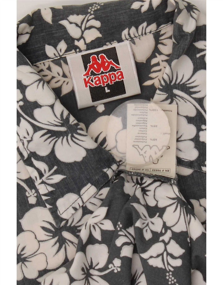 Kappa Mens Short Sleeve Shirt Large Grey Floral Polyester
