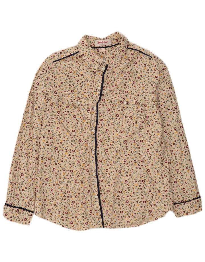 John Baner Dameskjorte UK 14 Medium Beige Floral