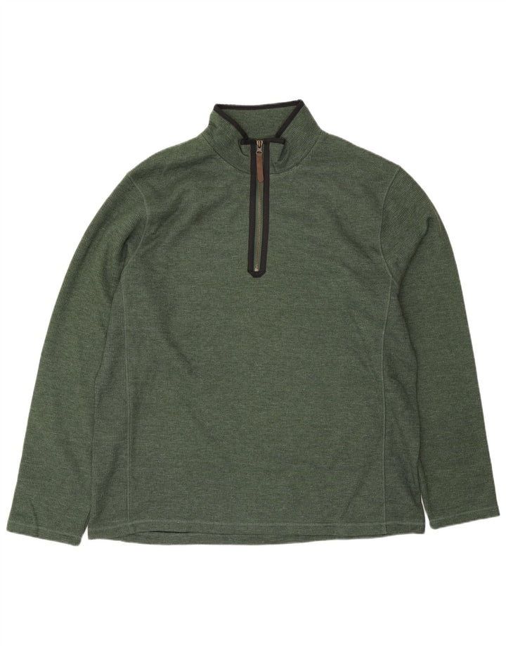 Mountain Warehouse Mens Zip Neck Jumper Sweater Large Green Cotton