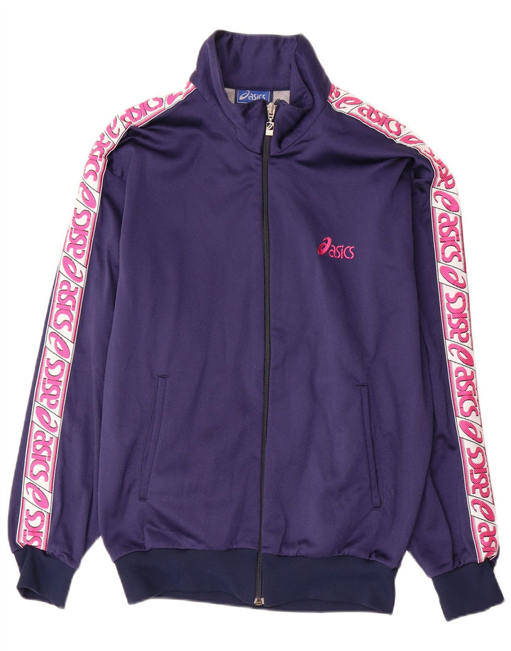 Asics Damen Grafik-Trainingsanzug-Oberteil, mittelgroß, marineblau, Polyamid, Sport