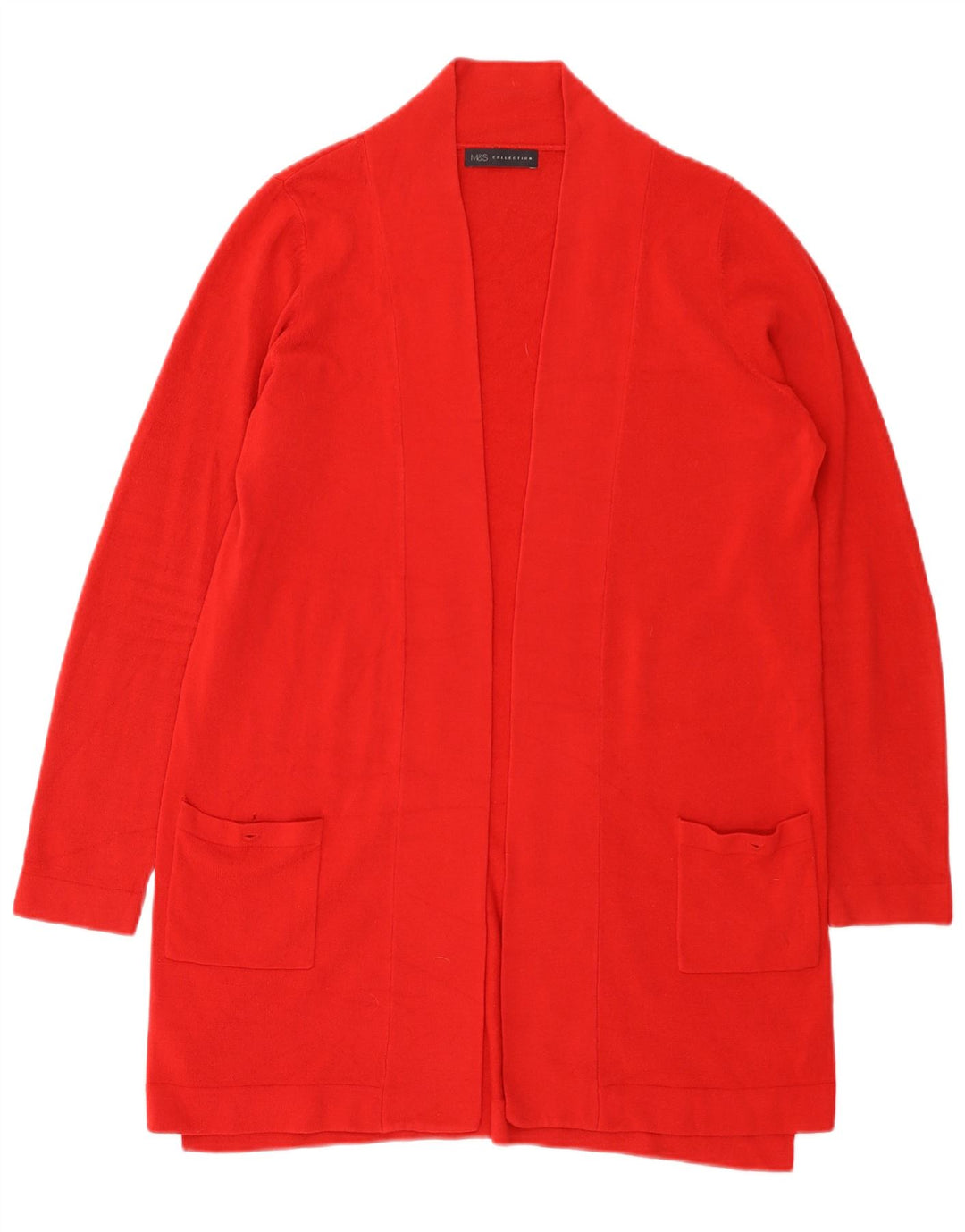 Marks & Spencer Womens Longline Open Cardigan Sweater UK 16 Large Red