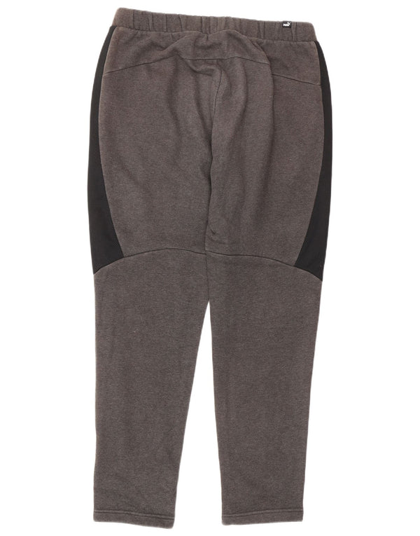 Puma Mens Tracksuit Trousers Medium Grey Colourblock Cotton