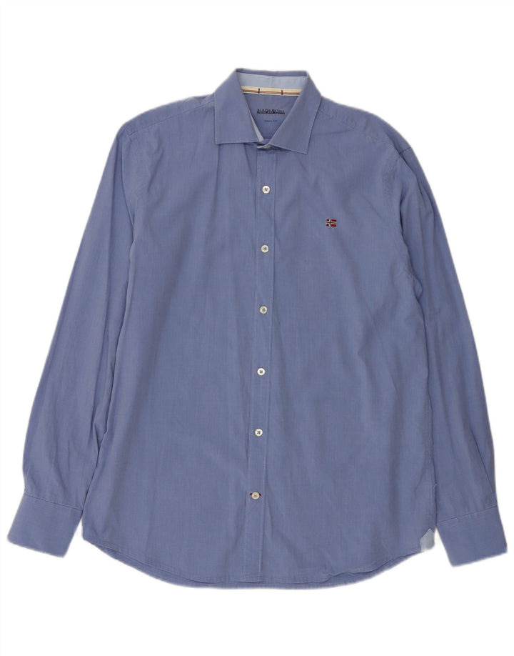 Napapijri Mens Urban Fit Shirt Medium Blue Cotton