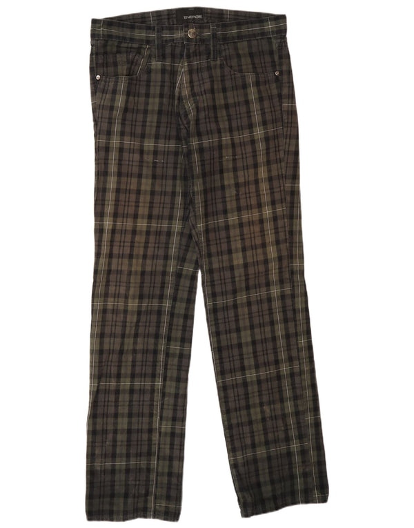 Energie Mens Straight Casual Trousers W33 L34 Khaki Check