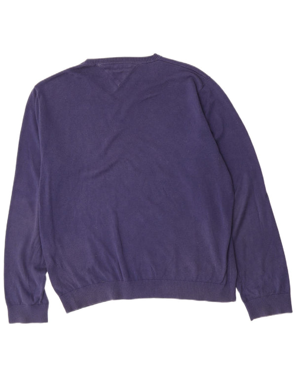 Tommy Hilfiger Mens V-Neck Jumper Sweater 2XL Navy Blue Cotton