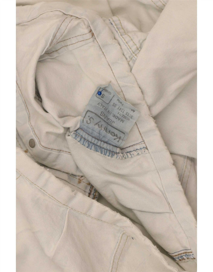 Kenny S Damen Crop Übergroße Jeansjacke UK 10 Small Weiße Baumwolle