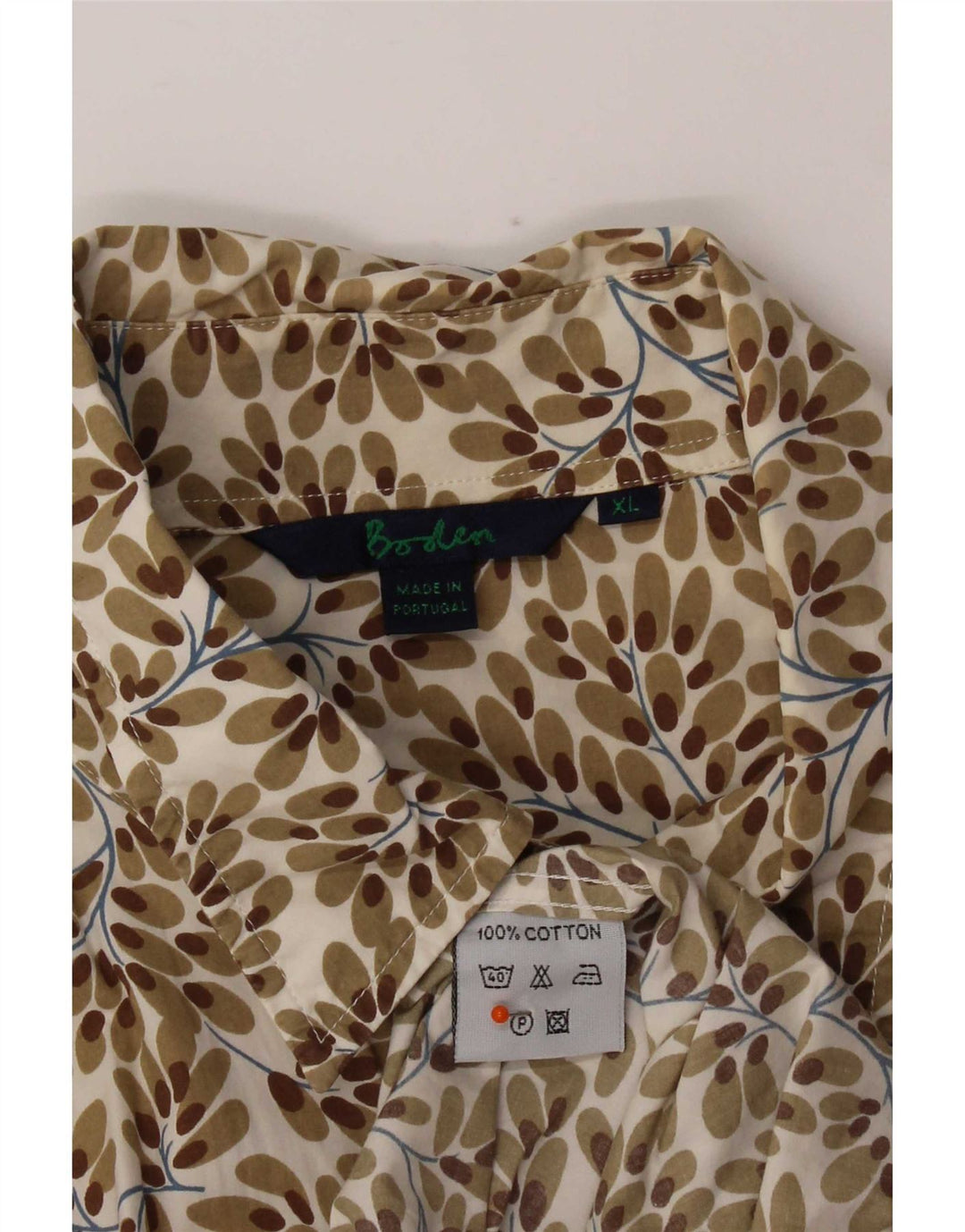 Boden Mens Shirt XL Brown Floral Cotton