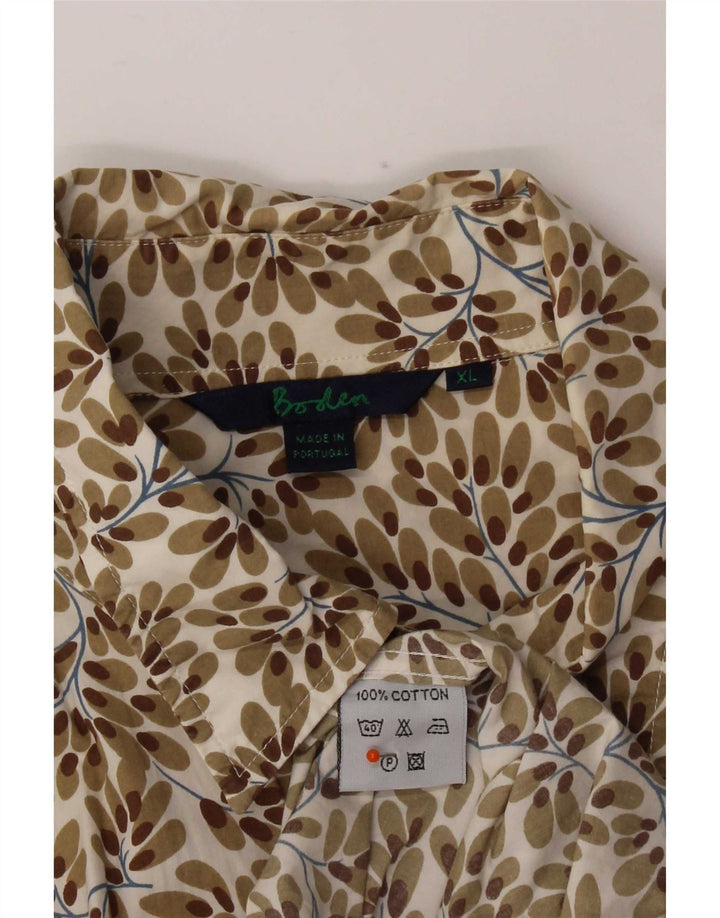 Boden Mens Shirt XL Brown Floral Cotton