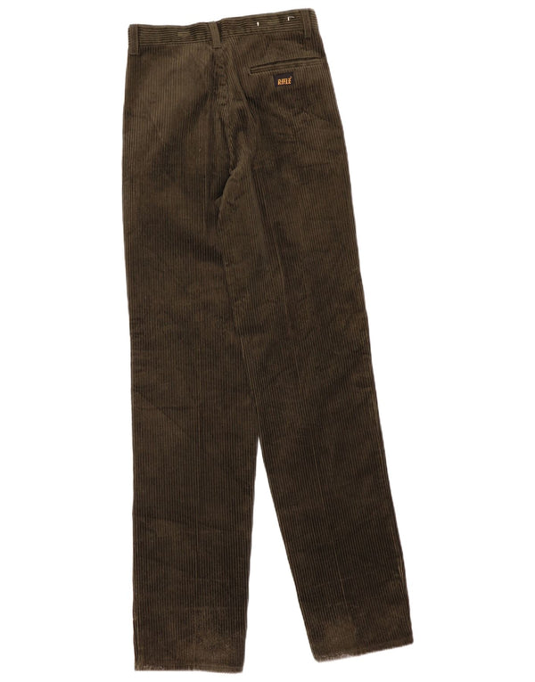 Calça feminina de veludo cotelê com cintura alta Rifle W28 L36 algodão cáqui