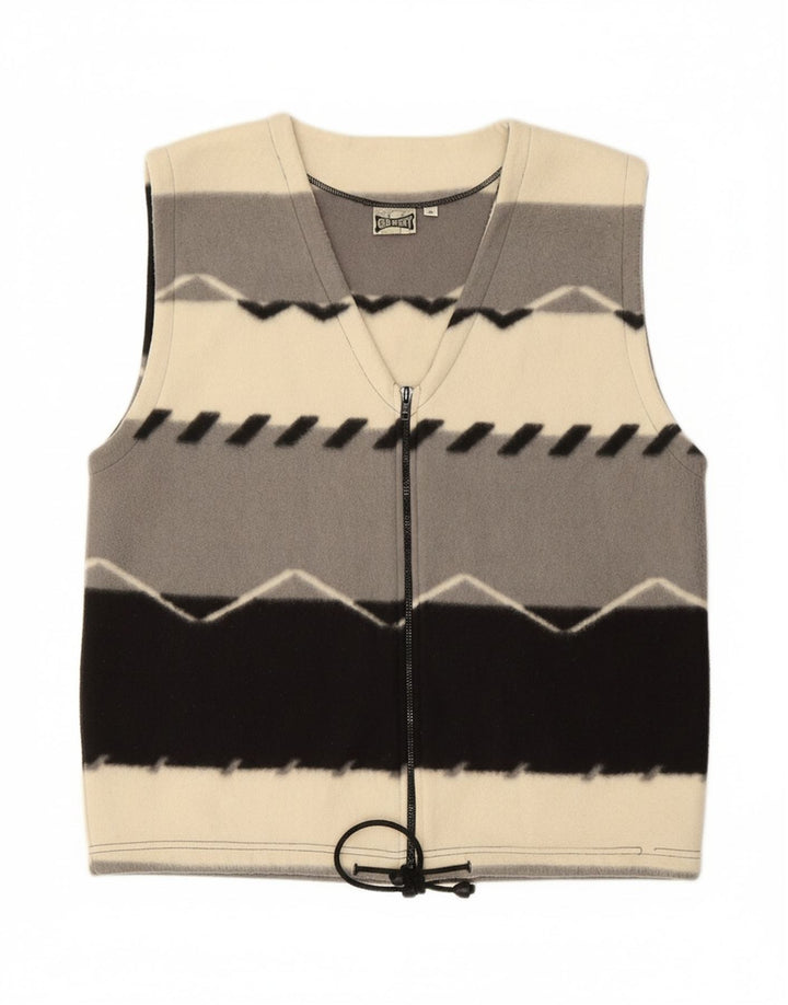 GOWEST Womens Graphic Fleece Gilet UK 14 Medium Multicoloured Striped