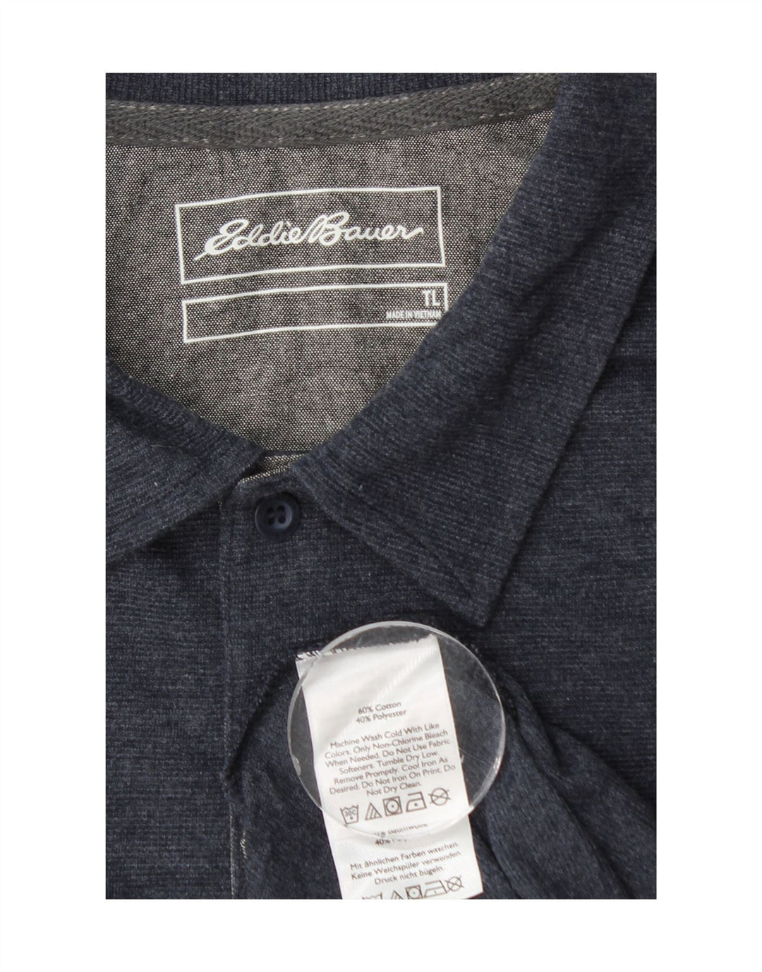 EDDIE BAUER Mens Polo Shirt Large Navy Blue Cotton