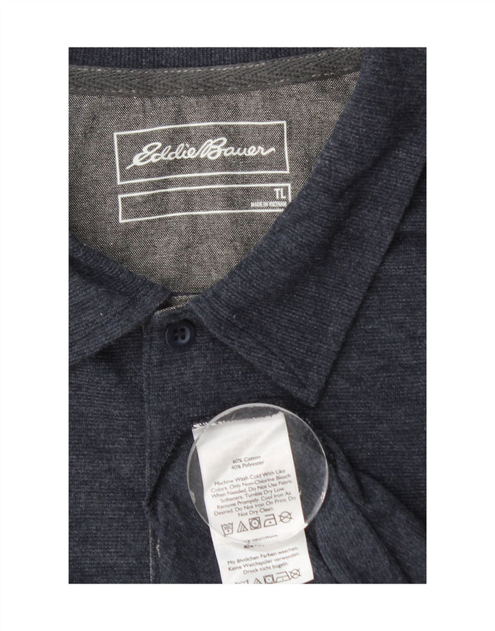 EDDIE BAUER Mens Polo Shirt Large Navy Blue Cotton