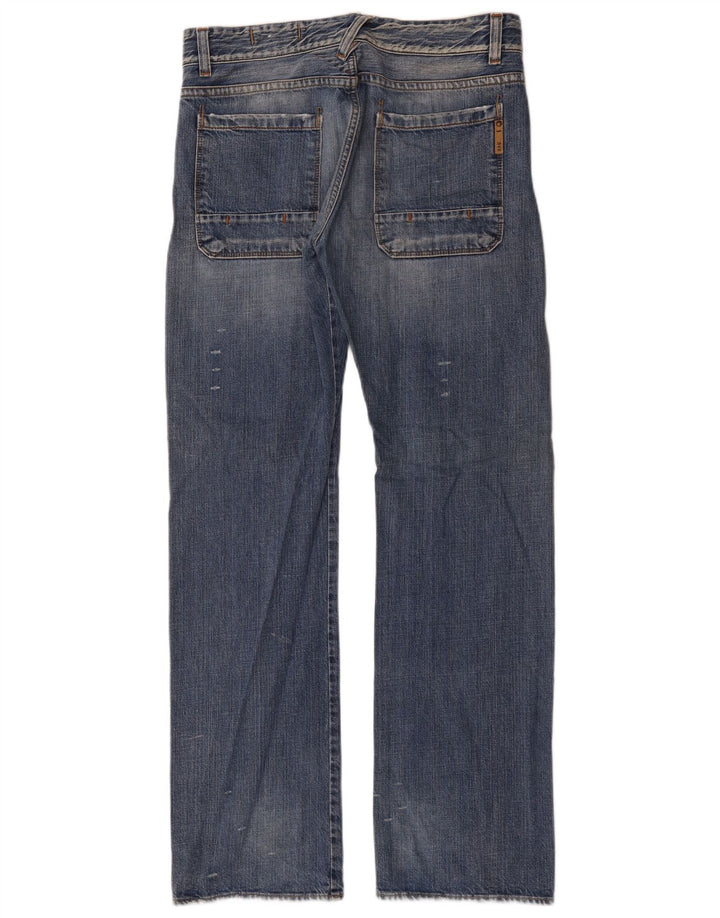 Gas Mens Straight Jeans W34 L34 Blue Cotton