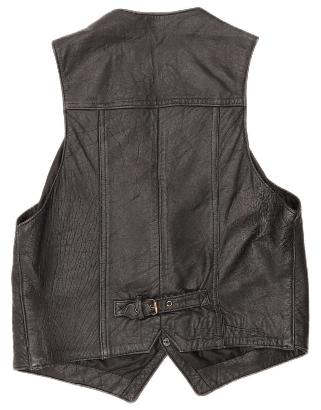 Vintage Mens Waistcoat Medium Black Leather