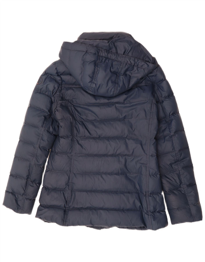 Tommy Hilfiger Womens Hooded Padded Jacket UK 10 Small Navy Blue Polyester