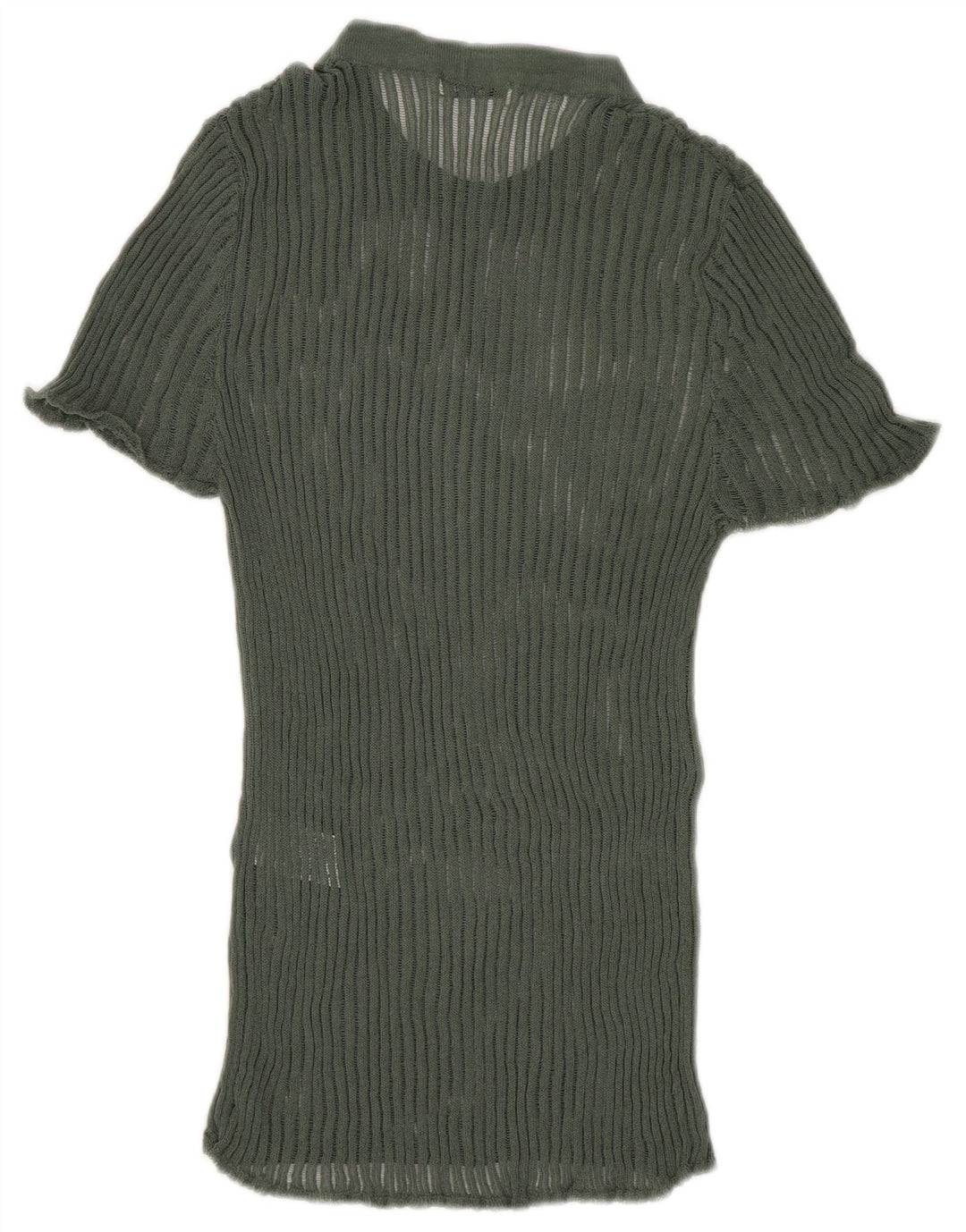 Zara Womens Knit Blouse Top UK 8 Small Green Viscose