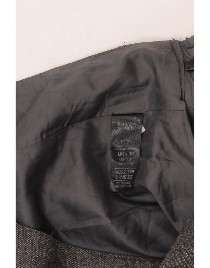 Marks & Spencer Womens A-Line Skirt UK 12 Medium W32 Grey Flecked New Wool