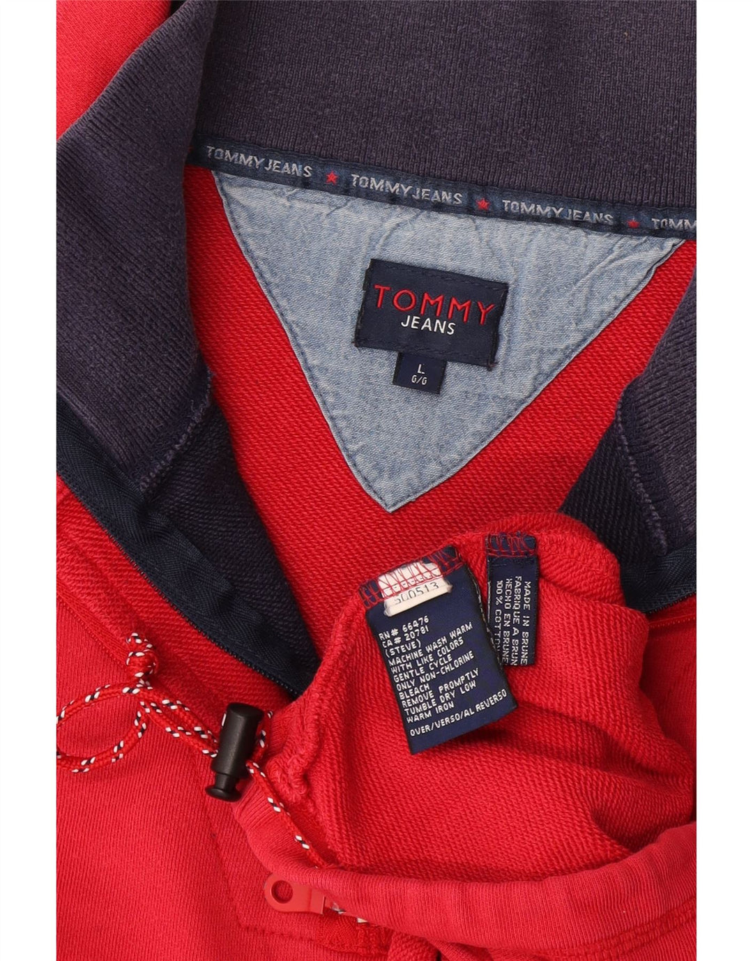 Tommy Hilfiger Herre Zip Neck Top Langærmet Stor Rød Bomuld