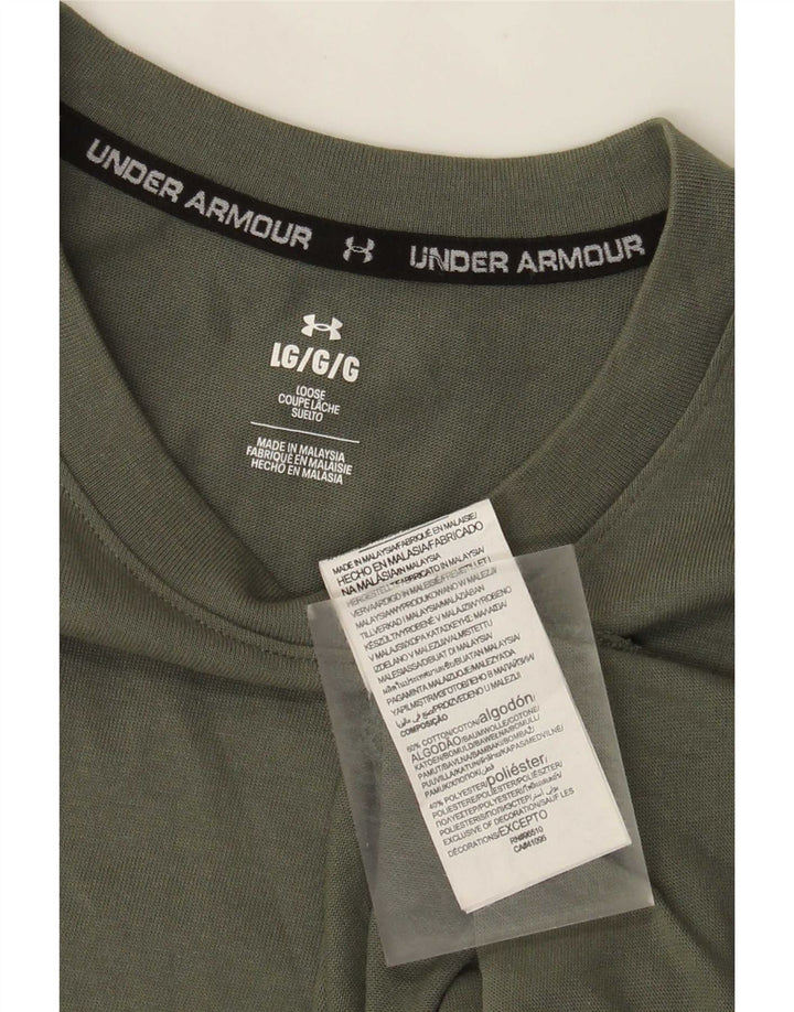 Under Armour Mens T-Shirt Top Large Khaki Cotton