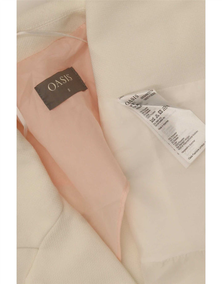 Oasis Chaqueta tipo blazer abierta para mujer UK 8 Small Poliéster blanco