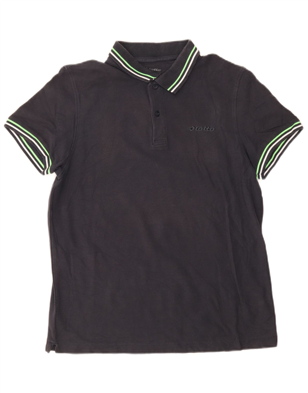 Lotto Herren-Poloshirt, mittelschwarz, gestreift, Baumwolle