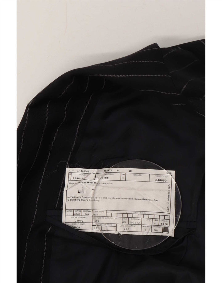 Armani Mens 2 Button Blazer Jacket IT 50 Large Navy Blue Pinstripe Wool