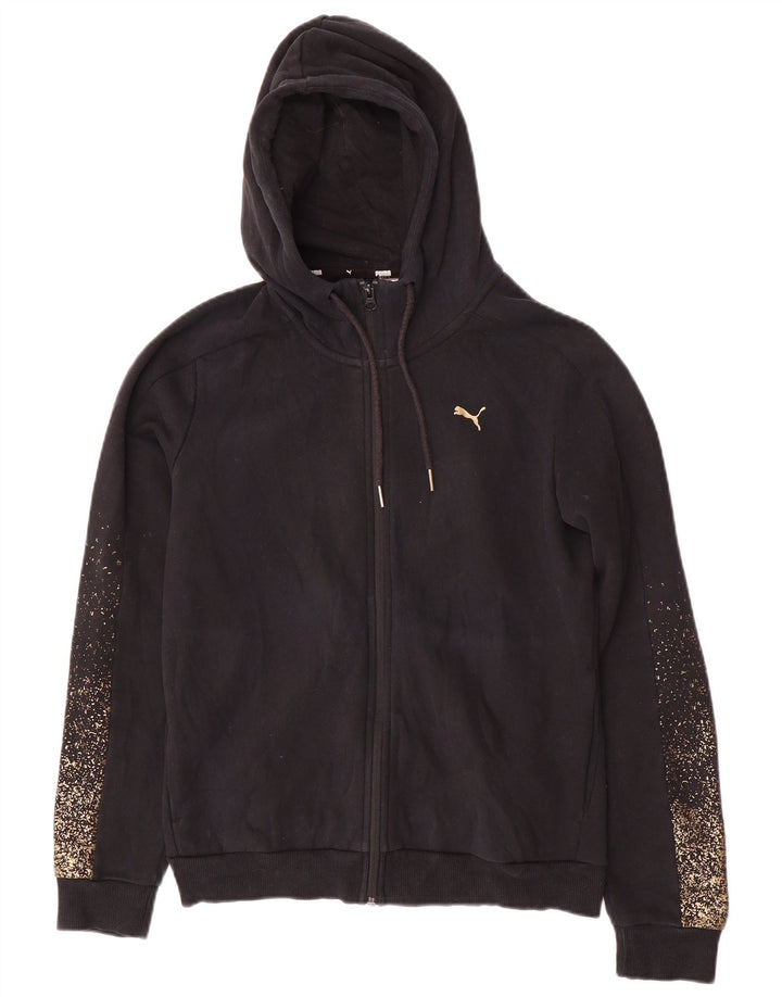 Puma Womens Hooded Full Tracksuit UK 14 Medium  Black Spotted