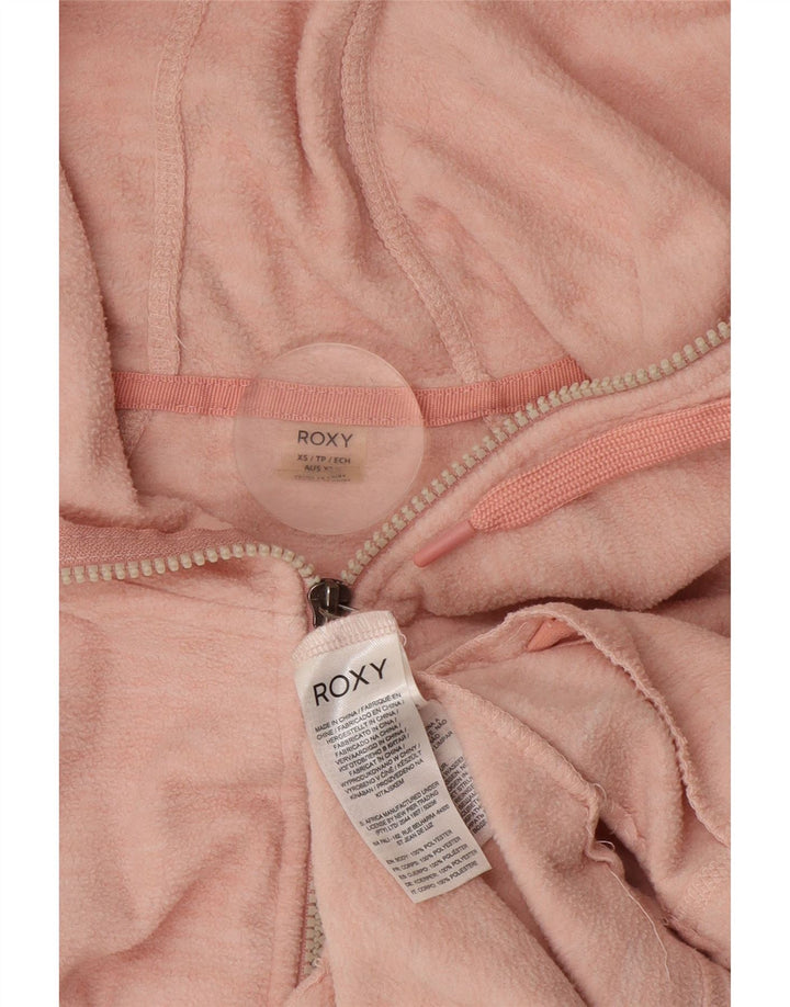 ROXY Womens Hooded Fleece Jacket UK 6 XS Pink Flecked Polyester
