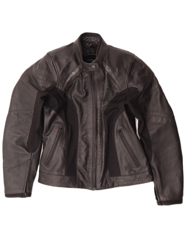 LEWIS Womens Leather Biker Jacket UK 18 XL  Black Leather