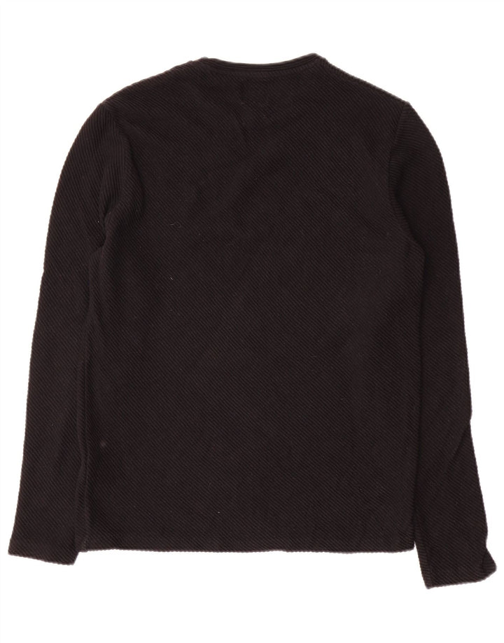 Zara Mens Top Long Sleeve Small Black Cotton