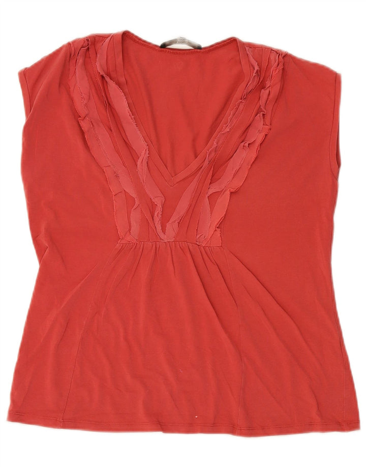 Max Mara Womens Weekend Sleeveless Crop Top UK 14 Large Red Cotton