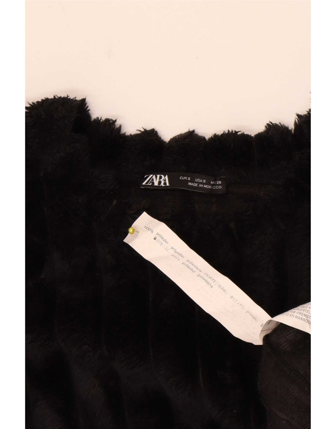 Zara Womens Crop Oversized Fleece Jumper UK 8 Small Black Polyester