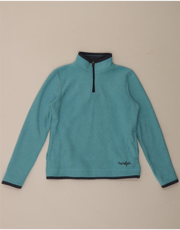 Maglione in pile da donna con collo e zip Weird Fish UK 12 Poliestere blu medio