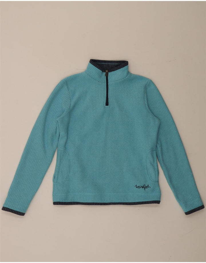 Weird Fish Dame Zip Neck Fleece Jumper UK 12 Medium Blue Polyester