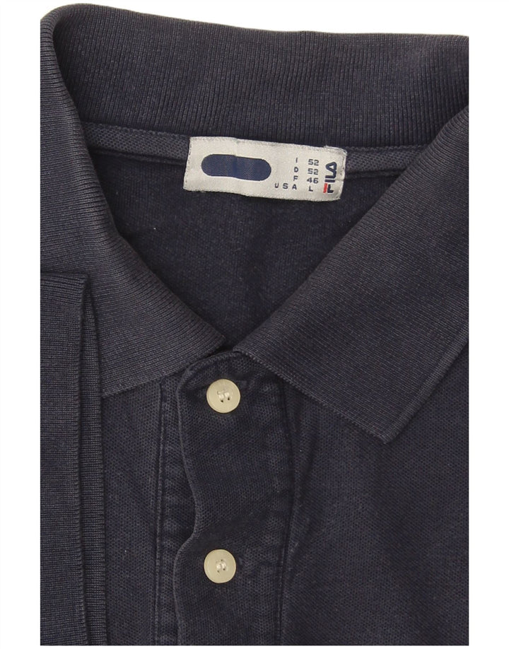 FILA Mens Polo Shirt IT 52 Large Navy Blue Cotton