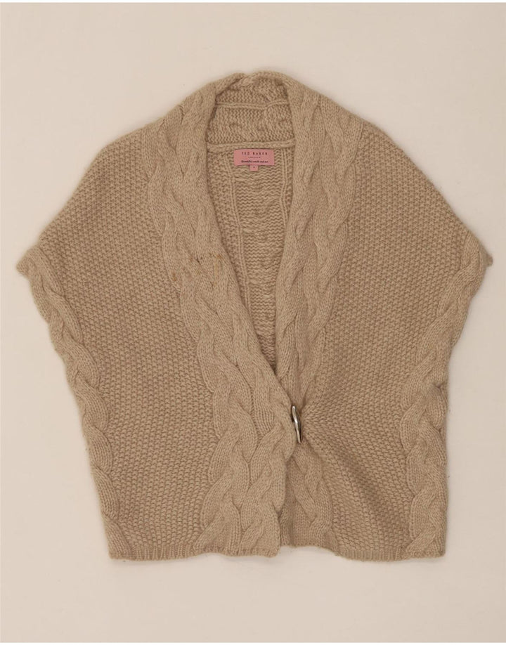 TED BAKER Womens Oversized Sleeveless Cardigan Sweater Size 1 XS Beige Vintage Ted Baker and Second-Hand Ted Baker from Messina Hembry 