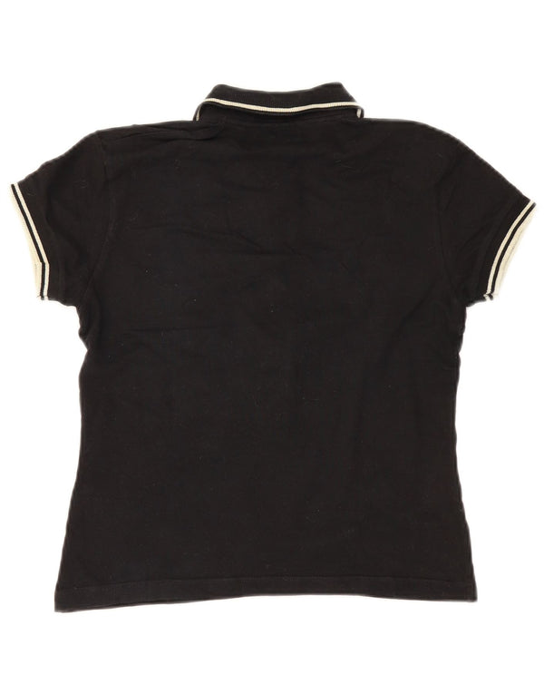 Lee Womens Crop Polo Shirt UK 14 Large Black Bomuld